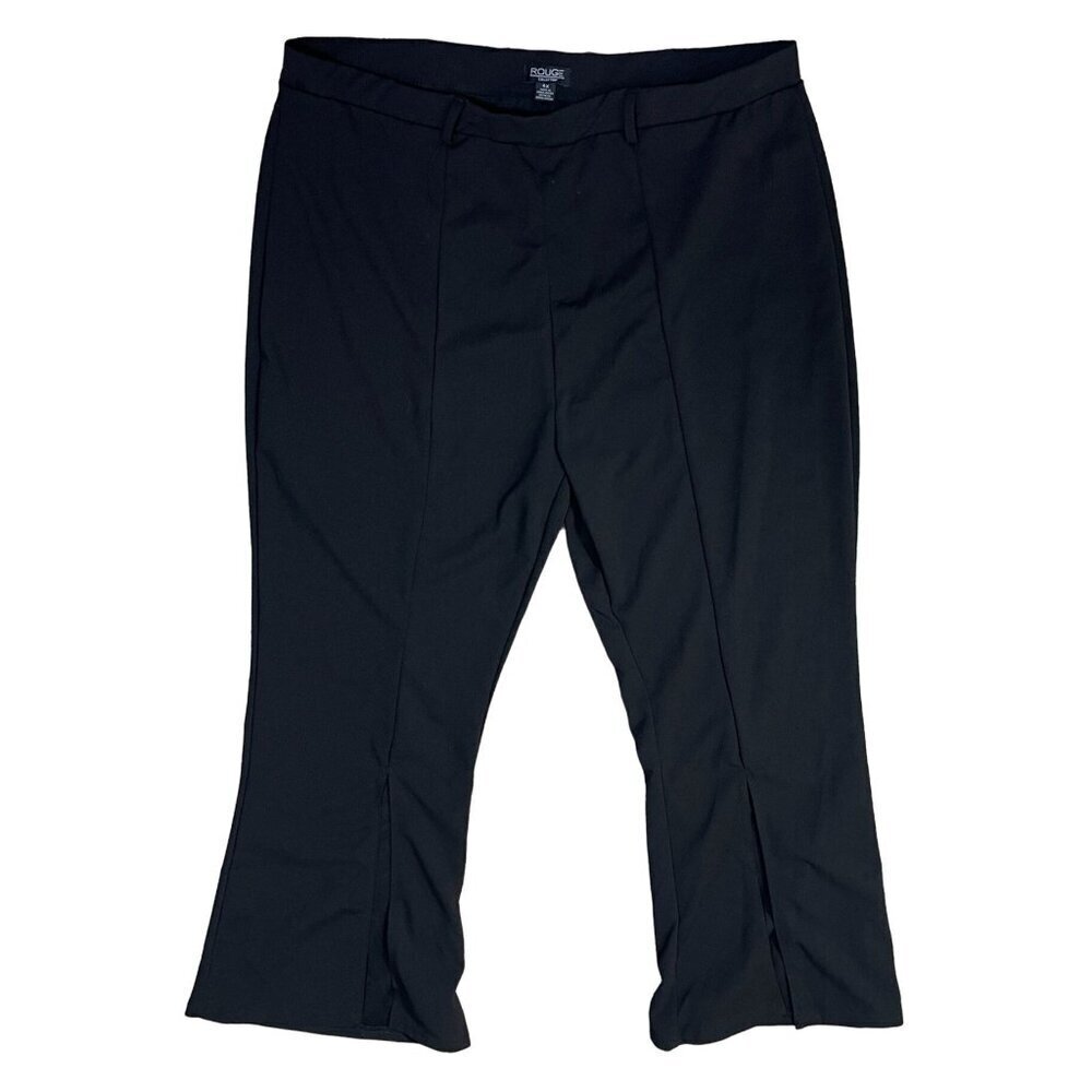 Rouge Collection Women's Pants Split Hem Black Stretch Pull-On Size 4X